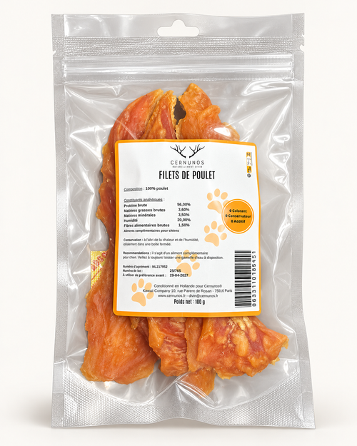 Filet de poulet séché pour chien